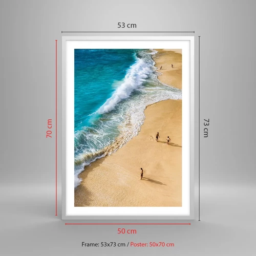 Poster in een witte lijst - En dan de zon, het strand… - 50x70 cm
