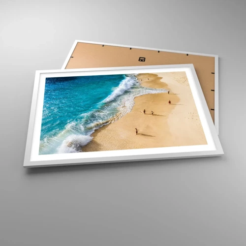 Poster in een witte lijst - En dan de zon, het strand… - 70x50 cm