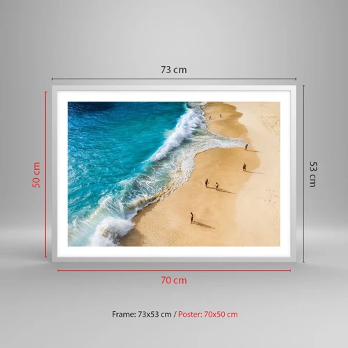 Poster in een witte lijst - En dan de zon, het strand… - 70x50 cm