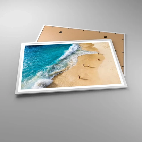 Poster in een witte lijst - En dan de zon, het strand… - 91x61 cm