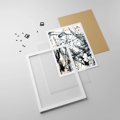 Poster in een witte lijst - Expressionistische abstractie - 40x50 cm