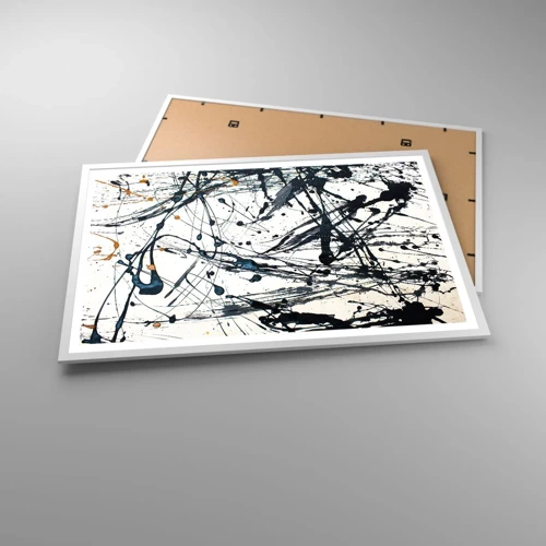 Poster in een witte lijst - Expressionistische abstractie - 91x61 cm