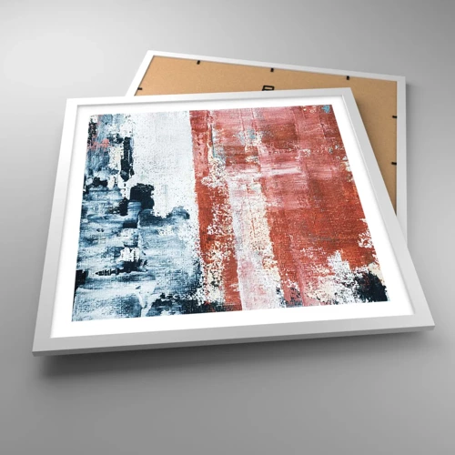 Poster in een witte lijst - Fifty Fifty abstract - 50x50 cm