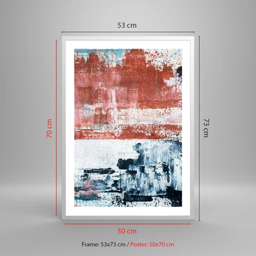 Poster in een witte lijst - Fifty Fifty abstract - 50x70 cm