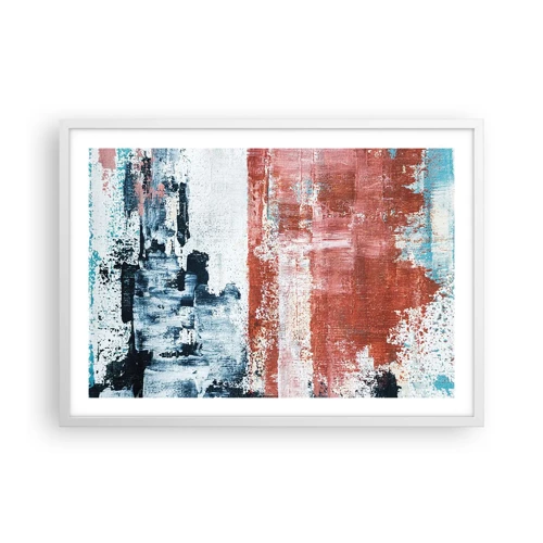 Poster in een witte lijst - Fifty Fifty abstract - 70x50 cm