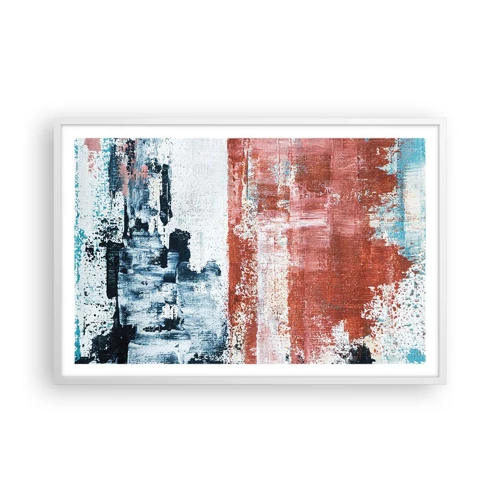 Poster in een witte lijst - Fifty Fifty abstract - 91x61 cm