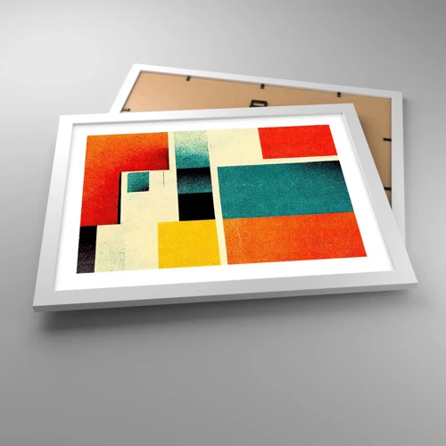 Poster in een witte lijst - Geometrische abstractie – goede energie - 40x30 cm