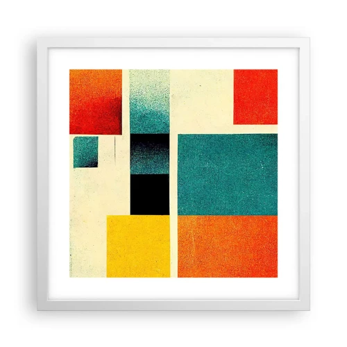 Poster in een witte lijst - Geometrische abstractie – goede energie - 40x40 cm