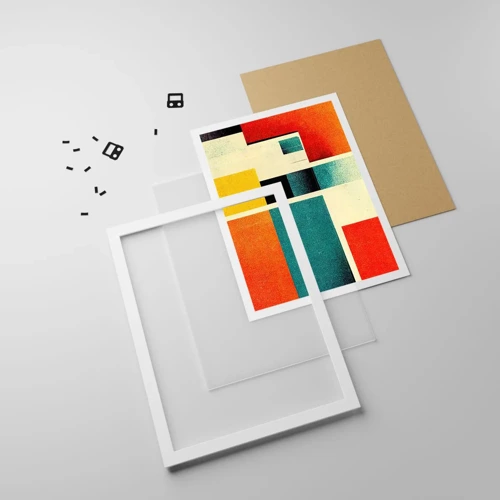Poster in een witte lijst - Geometrische abstractie – goede energie - 40x50 cm