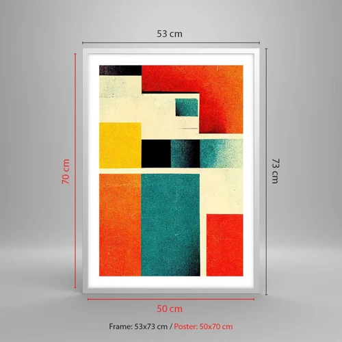 Poster in een witte lijst - Geometrische abstractie – goede energie - 50x70 cm