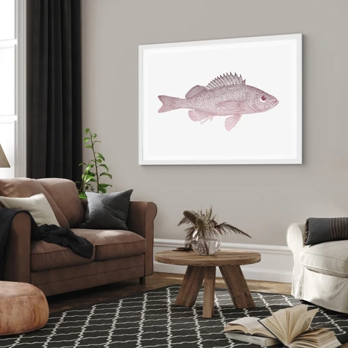 Poster in een witte lijst - Grote ogen vis - 100x70 cm