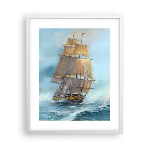 Poster in een witte lijst - Haasten over de golven - 40x50 cm