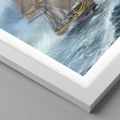 Poster in een witte lijst - Haasten over de golven - 40x50 cm