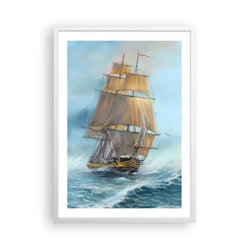 Poster in een witte lijst - Haasten over de golven - 50x70 cm