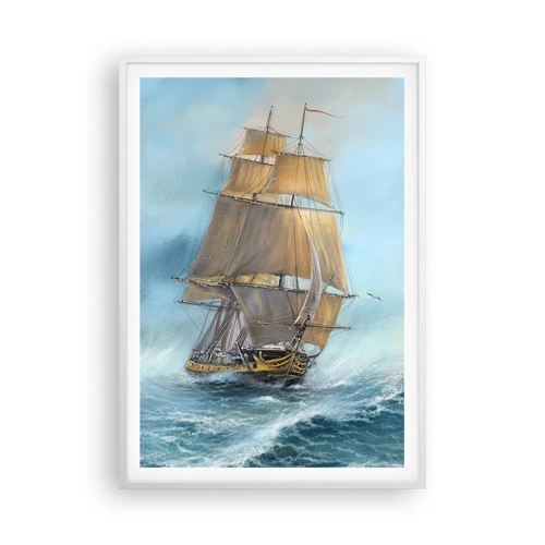 Poster in een witte lijst - Haasten over de golven - 70x100 cm