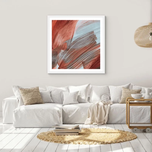 Poster in een witte lijst - Herfst en winderige abstractie - 40x40 cm
