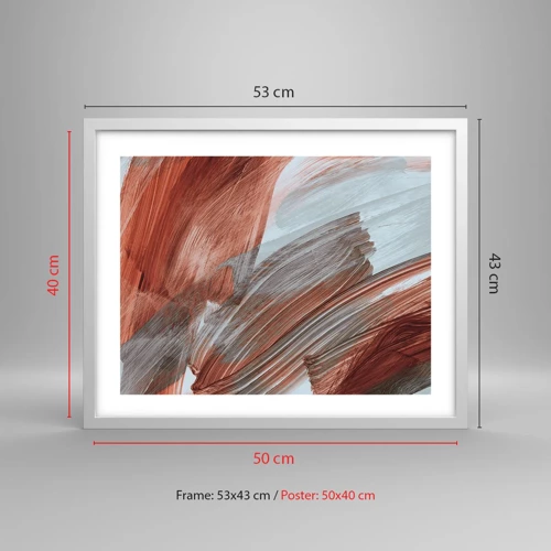 Poster in een witte lijst - Herfst en winderige abstractie - 50x40 cm