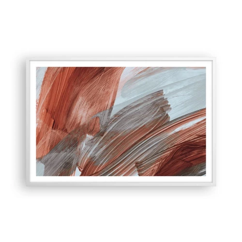 Poster in een witte lijst - Herfst en winderige abstractie - 91x61 cm