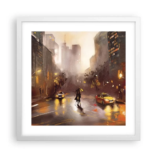 Poster in een witte lijst - In de lichten van New York - 40x40 cm