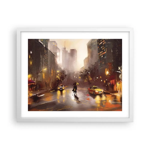 Poster in een witte lijst - In de lichten van New York - 50x40 cm