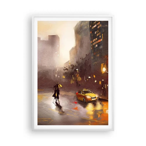 Poster in een witte lijst - In de lichten van New York - 70x100 cm