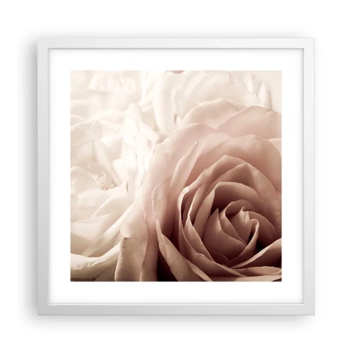 Poster in een witte lijst - In het hart van een roos - 40x40 cm