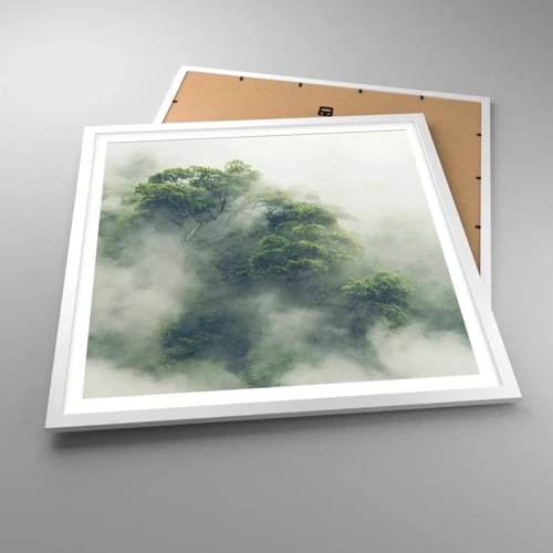 Poster in een witte lijst - In mist gehuld - 60x60 cm