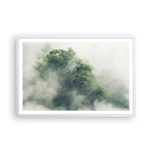 Poster in een witte lijst - In mist gehuld - 91x61 cm