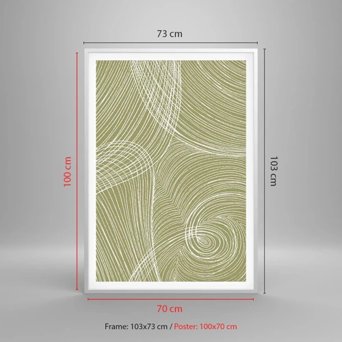 Poster in een witte lijst - Ingewikkelde abstractie in wit - 70x100 cm
