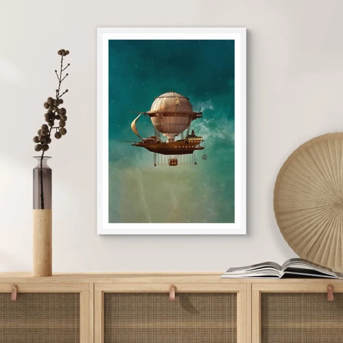 Poster in een witte lijst - Jules Verne groet - 30x40 cm