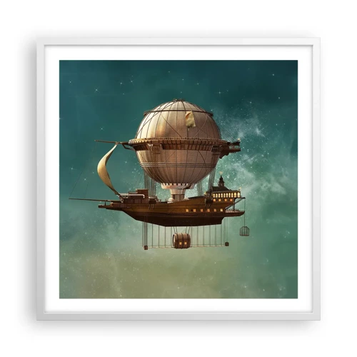 Poster in een witte lijst - Jules Verne groet - 60x60 cm