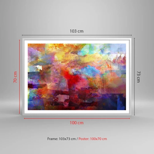 Poster in een witte lijst - Kijk in de regenboog - 100x70 cm