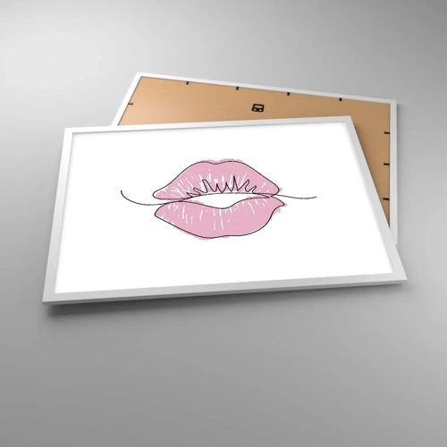 Poster in een witte lijst - Klaar om te kussen? - 70x50 cm
