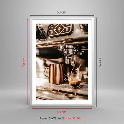 Poster in een witte lijst - Koffie gloed - 50x70 cm