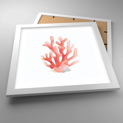 Poster in een witte lijst - Koraalkleurig koraal - 30x30 cm