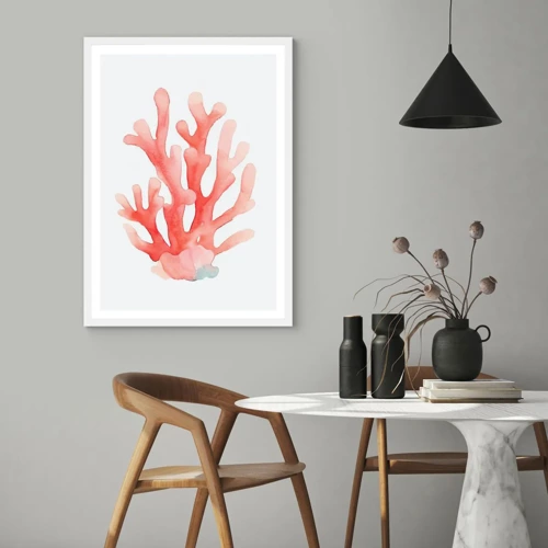 Poster in een witte lijst - Koraalkleurig koraal - 50x70 cm