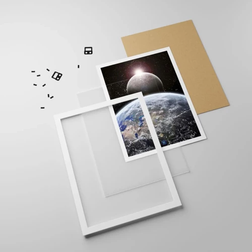 Poster in een witte lijst - Kosmisch landschap - zonsopgang - 70x100 cm