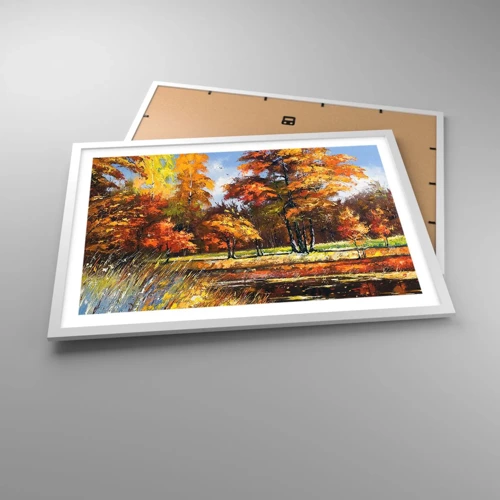 Poster in een witte lijst - Landschap in goud en brons - 70x50 cm