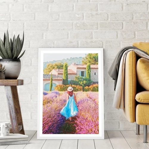 Poster in een witte lijst - Lavendel meisje - 40x50 cm