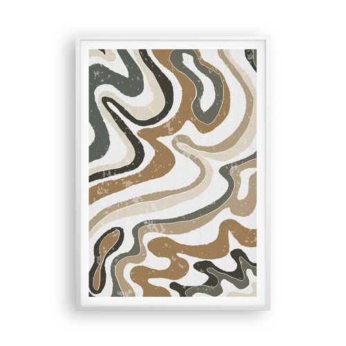 Poster in een witte lijst - Meanders van aardekleuren - 70x100 cm