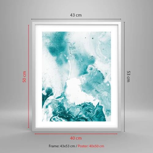 Poster in een witte lijst - Moerast van blauw - 40x50 cm