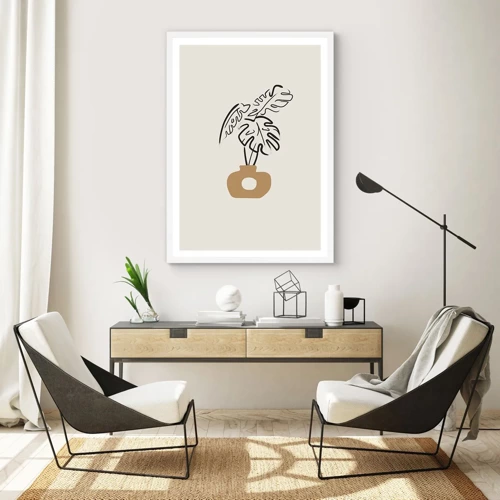 Poster in een witte lijst - Monstera – huisdecoratie - 40x50 cm