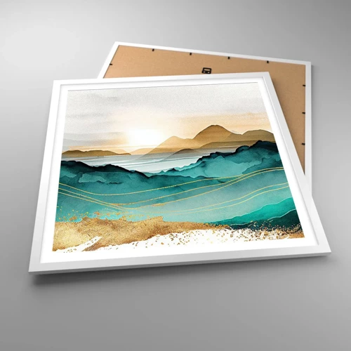 Poster in een witte lijst - Op de rand van abstractie – landschap - 60x60 cm