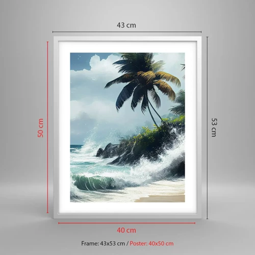 Poster in een witte lijst - Op een tropische kust - 40x50 cm