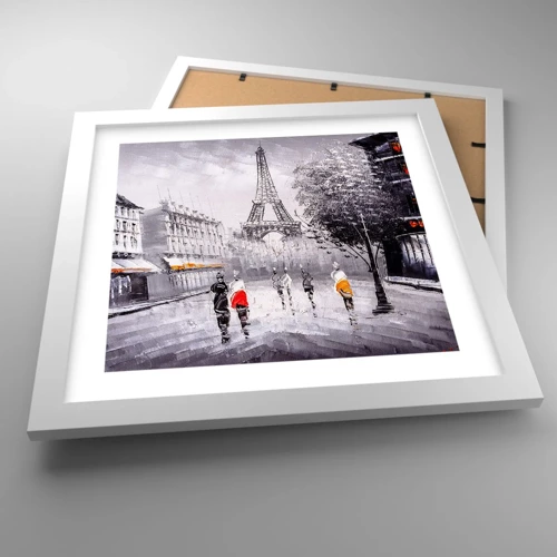 Poster in een witte lijst - Parijs wandeling - 30x30 cm