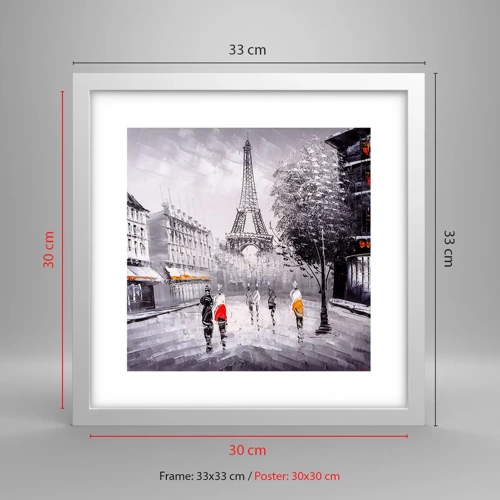 Poster in een witte lijst - Parijs wandeling - 30x30 cm