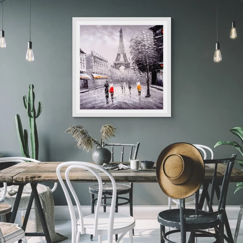 Poster in een witte lijst - Parijs wandeling - 40x40 cm