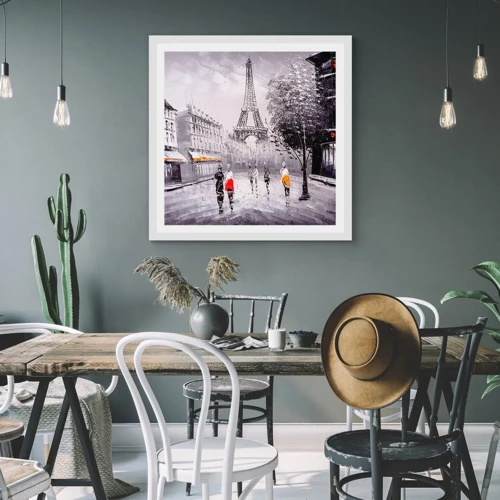 Poster in een witte lijst - Parijs wandeling - 50x50 cm