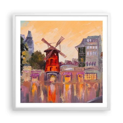 Poster in een witte lijst - Parijse iconen – Moulin Rouge - 60x60 cm