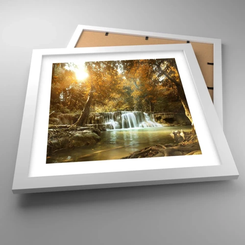 Poster in een witte lijst - Park cascade - 30x30 cm